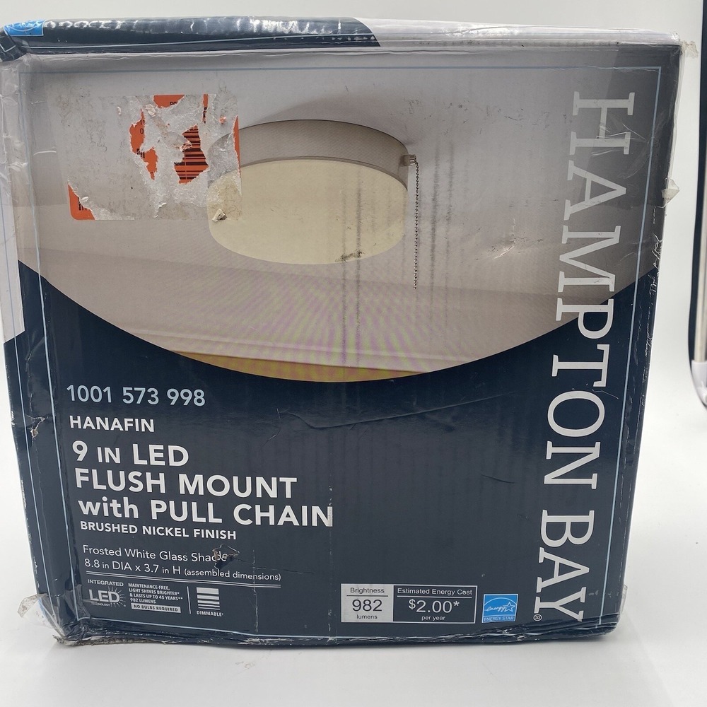 Hanafin 9" LED Flush Mount Light W/ Pull Chain Brushd Nickel 100-Watt Equivalent
